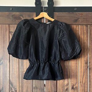 H&M Puff Sleeve Peplum Top